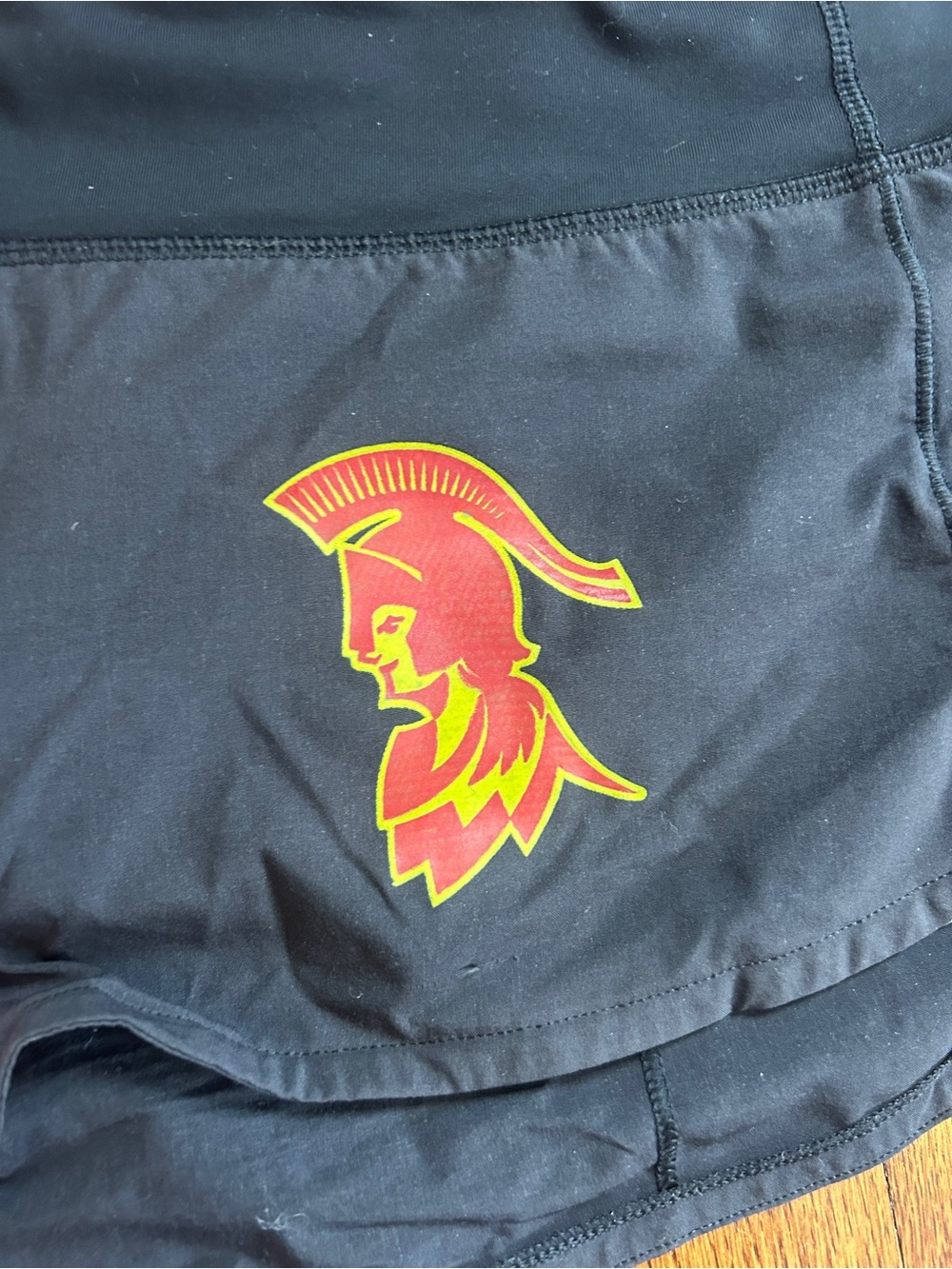 lululemon athletica Black Athletic Shorts with Red and Yellow Emblem - Picture 4 of 5